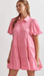 Pink Button Layered Midi Dress