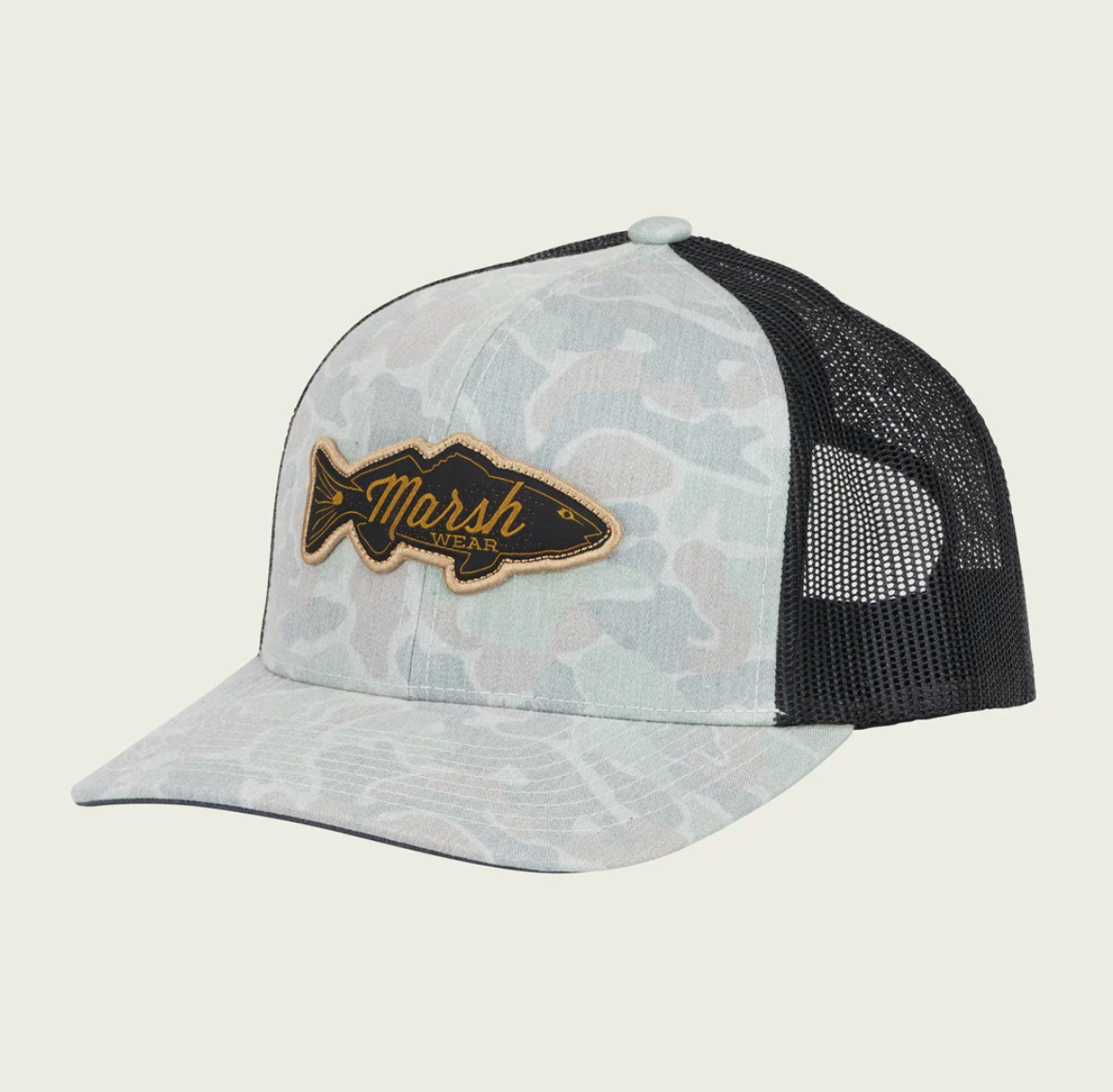 Redfish Logo Trucker Hat (Rock Copahee Camo)