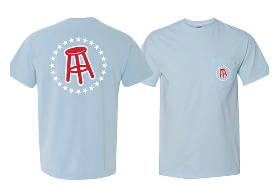 Barstool Stool & Stars Pocket Tee (Lt Blue)