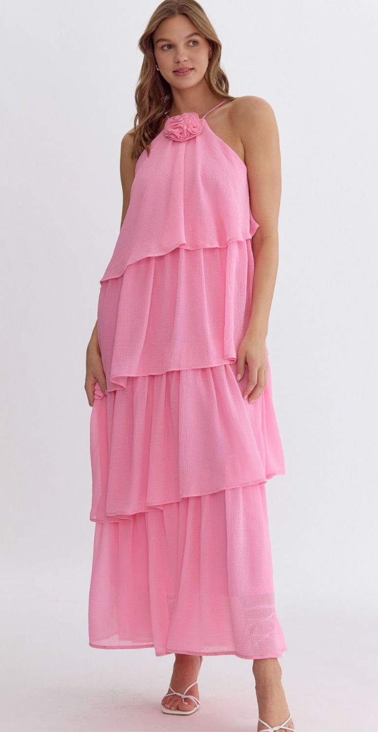 Pink Layered Maxi Dress