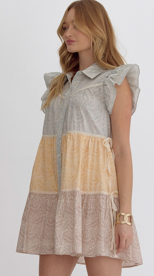 Pastel Floral Lace Tie Dress