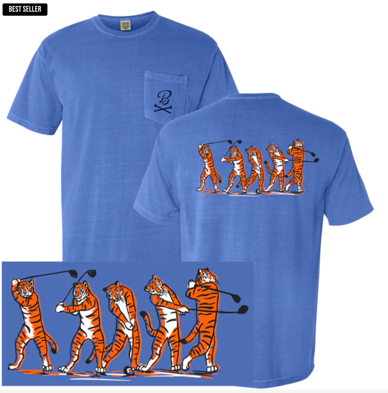 Barstool Golf Tiger Swing Pocket Tee (Flo Blue)