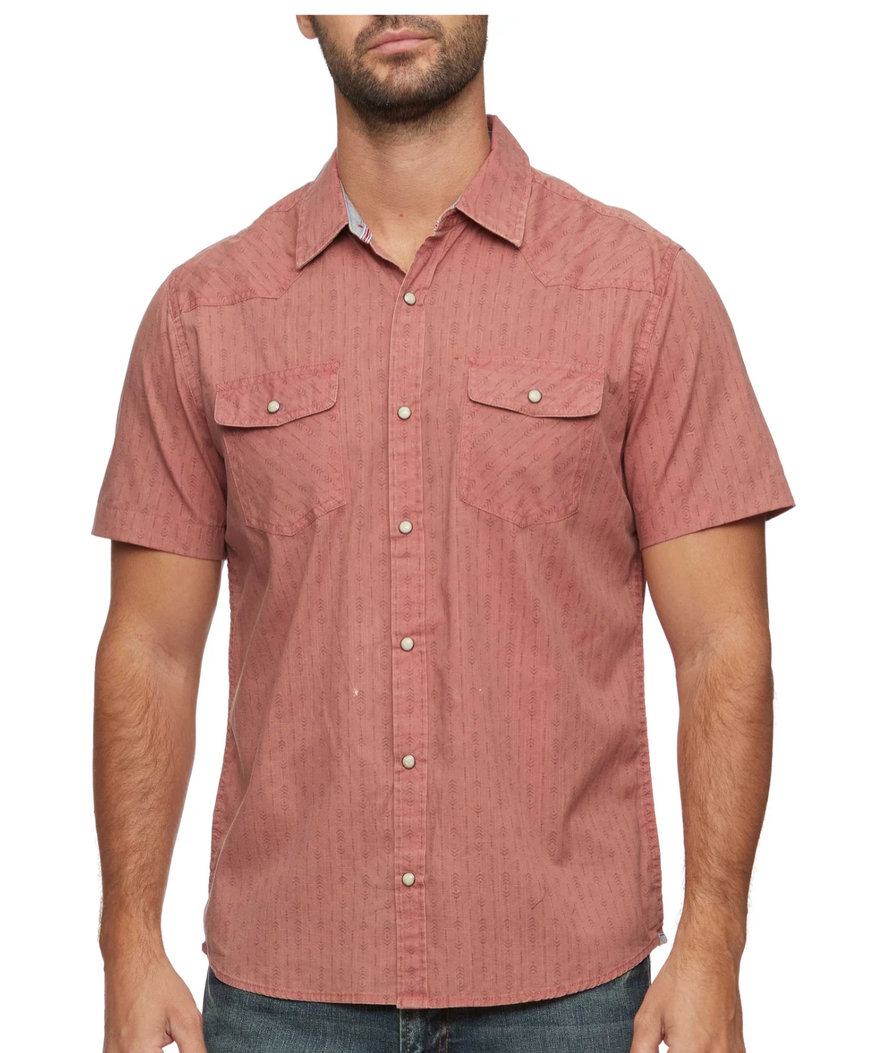 Belton SS Vintage Washed Western Shirt- Red