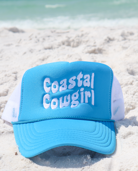 Coastal Cowgirl Embroidered Hat - Blue/White