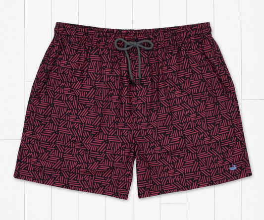 Dockside Swim Trunk Dots & Lines - Navy