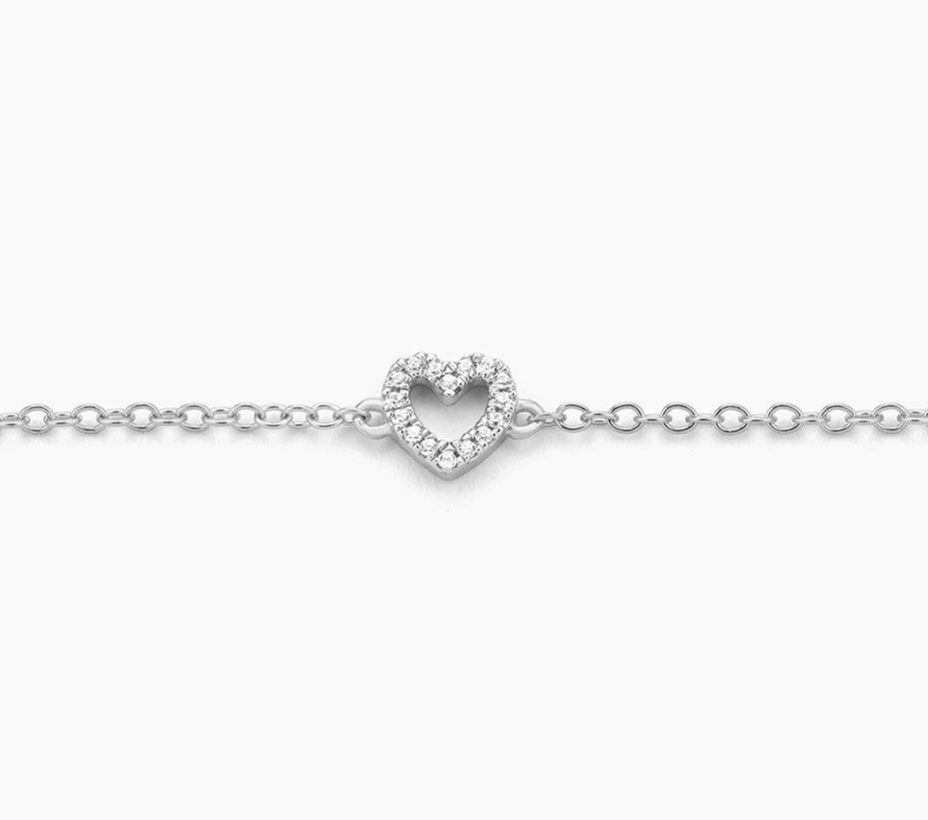 Petite Heart Chain Bracelet (Silver)