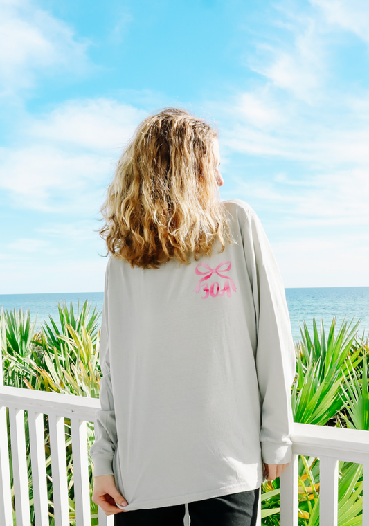 30A Places Pink Bow Long Sleeve Tee - Silver