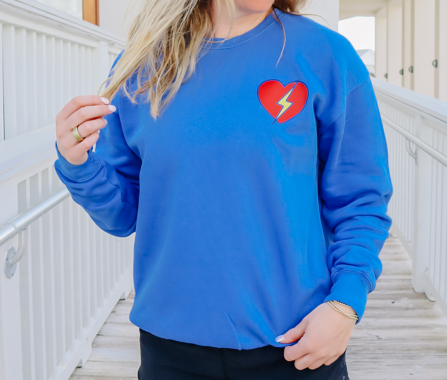 30A Lightning Heart Sweatshirt - Flo Blue