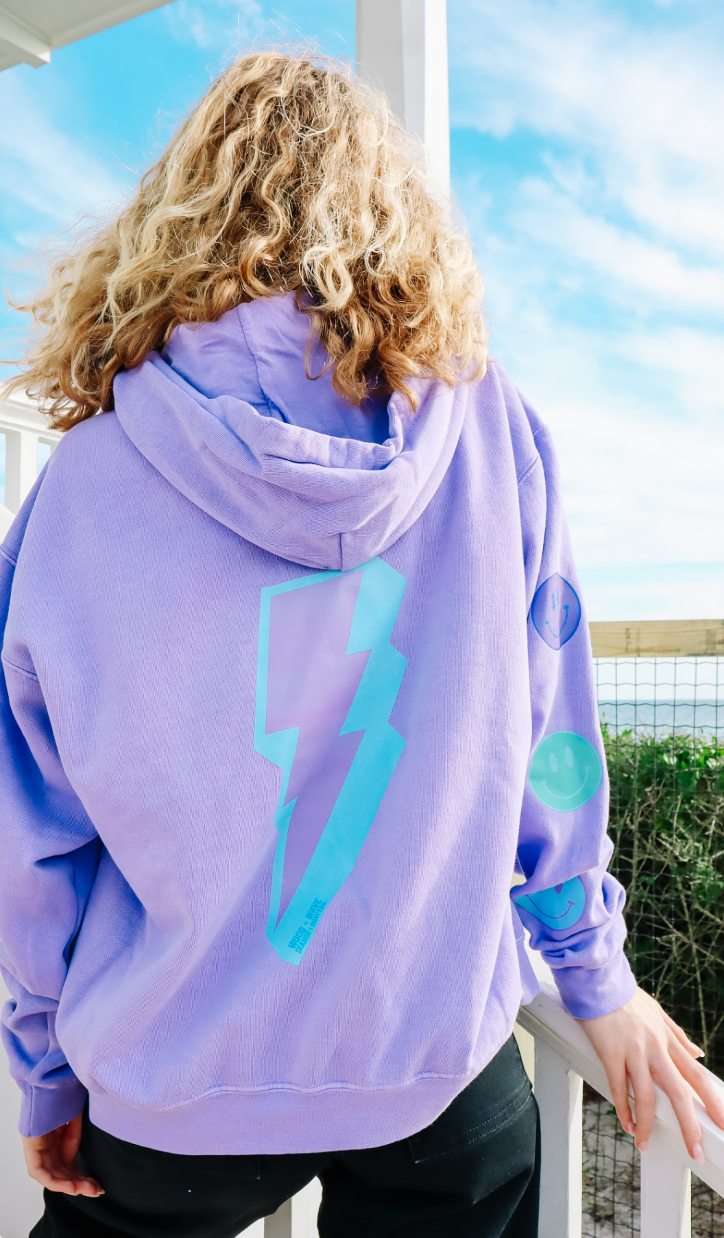 Lightning Zip Up Hoodie With Happy Face Sleeve