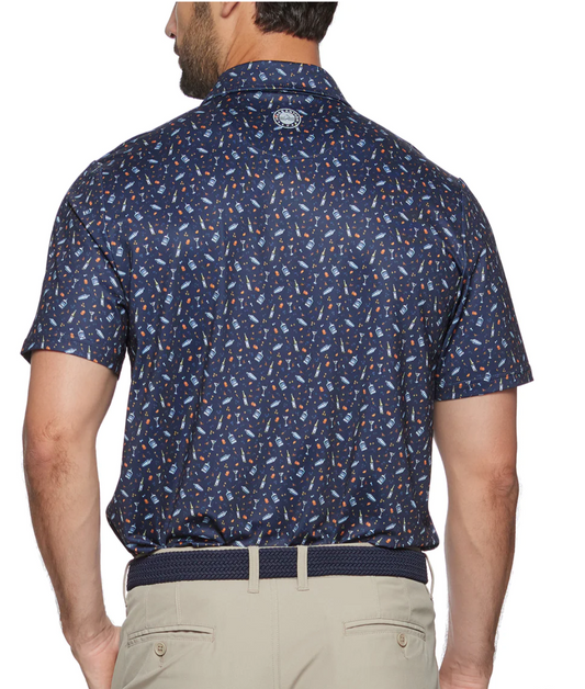 Paterson SS Drink Print Performance Polo (Navy)