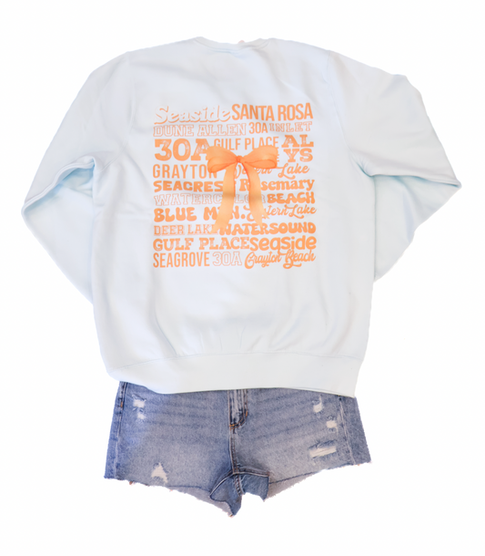 30A Places (2024) Orange Sherbet Bow Sweatshirt - Pool Day