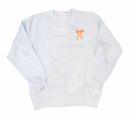 Places On 30A (2024) Orange Sherbet Bow Sweatshirt - White