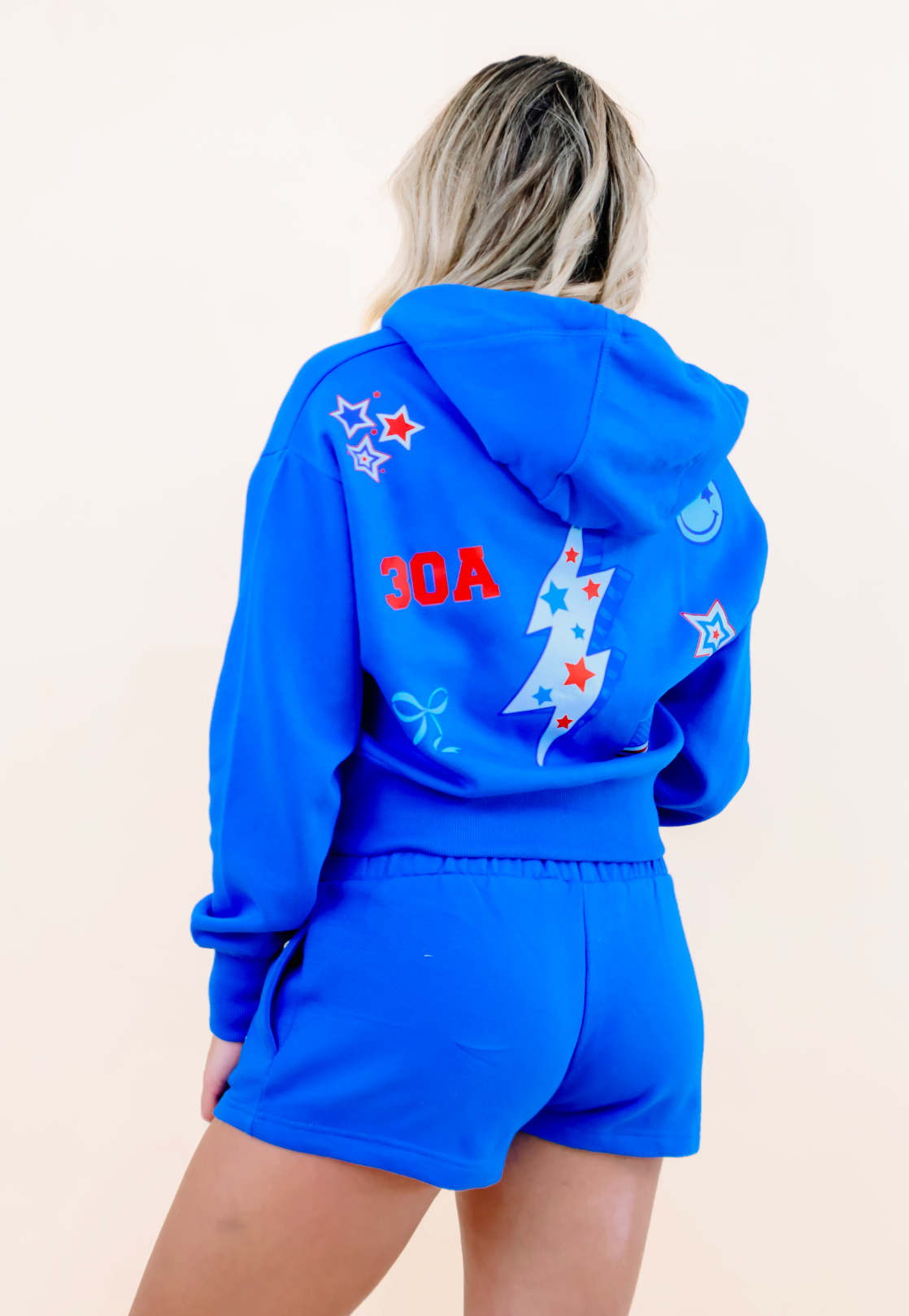 USA Crop Zip Hoodie (UltraMarine)