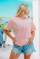 Pastel Retro Coastal Cowgirl Tee - Pink