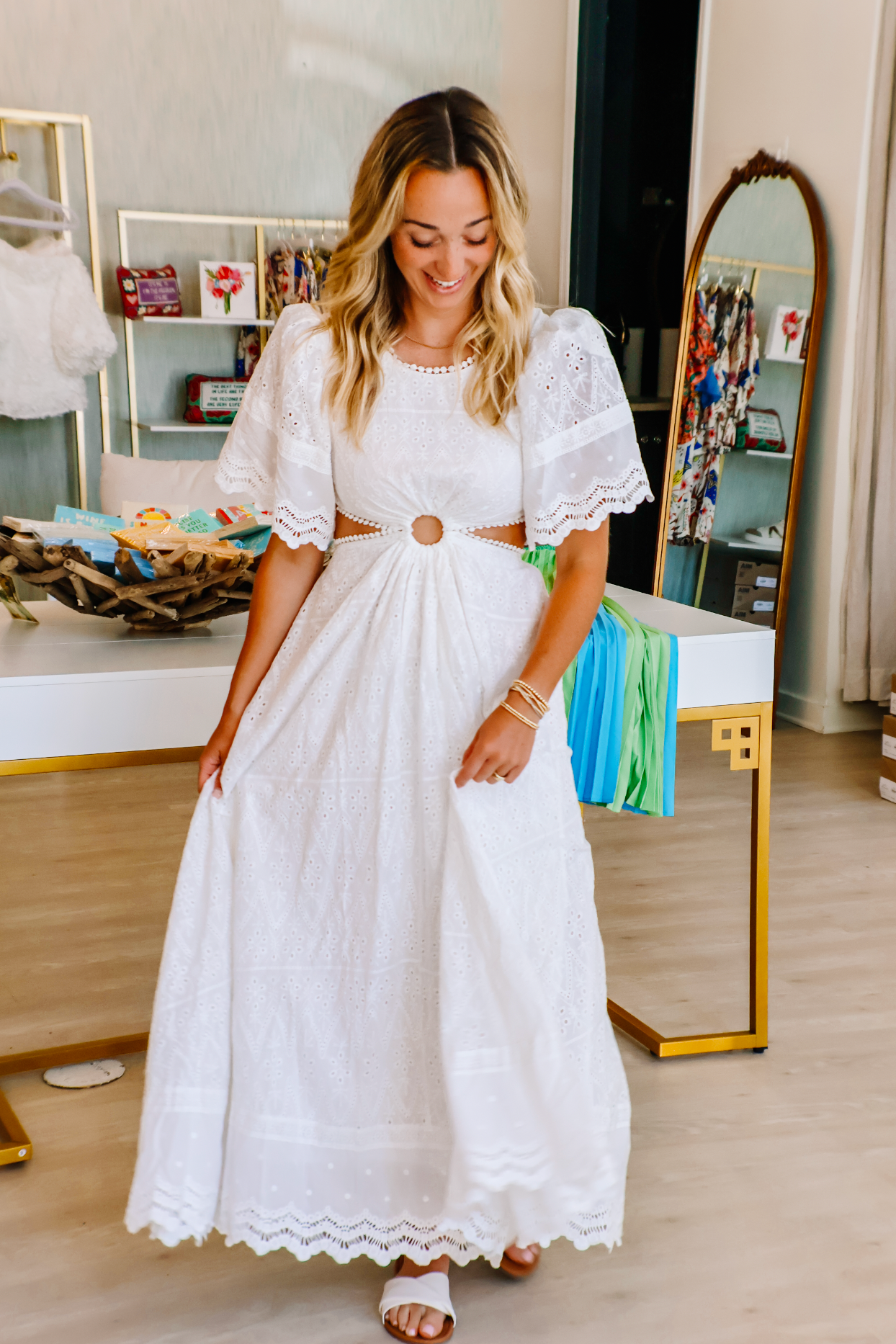 eyelet cut out dress Sky To Moon