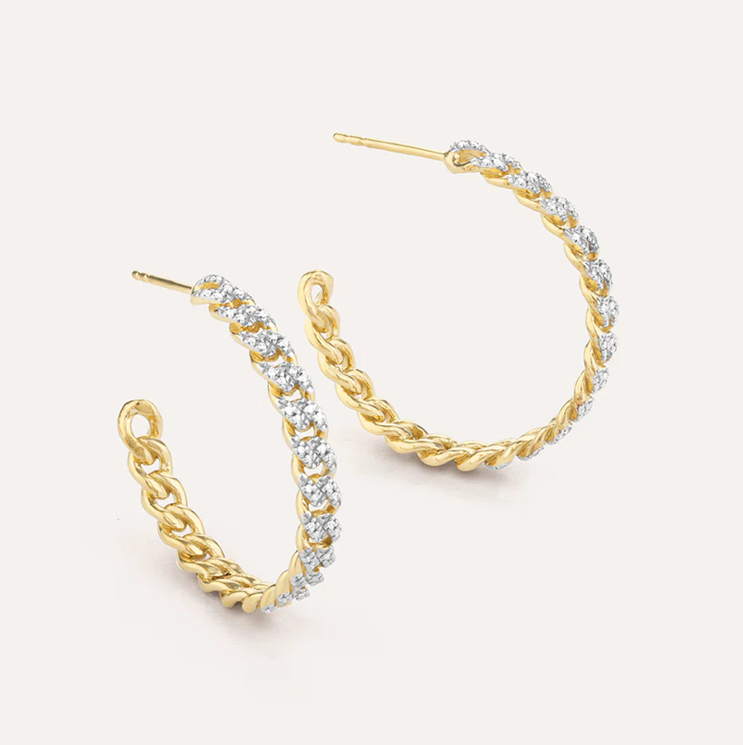 Close Knit Diamond Hoop Earrings