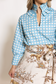 House of MBR Blue Gingham Harper Estate Top