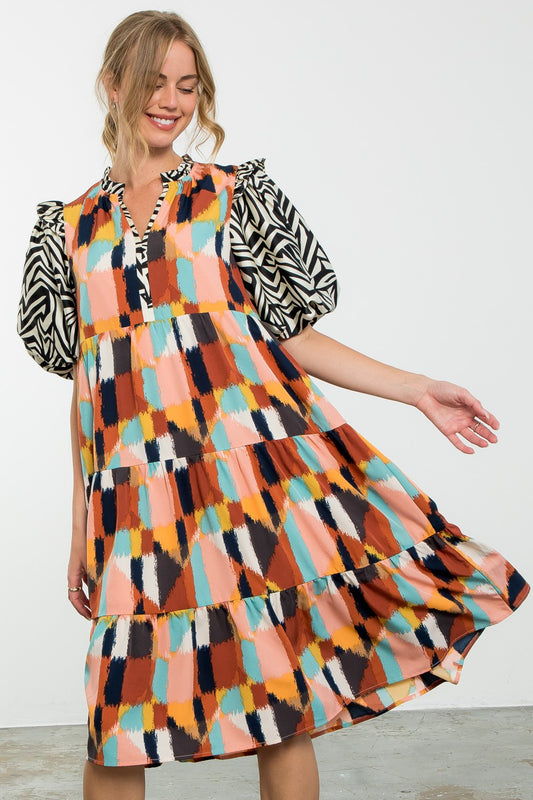 Marvelous Mixed Media Midi Dress