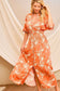 Orange Button Floral Print Dress