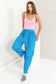 Elastic Waist Wide Leg Pant - Blue