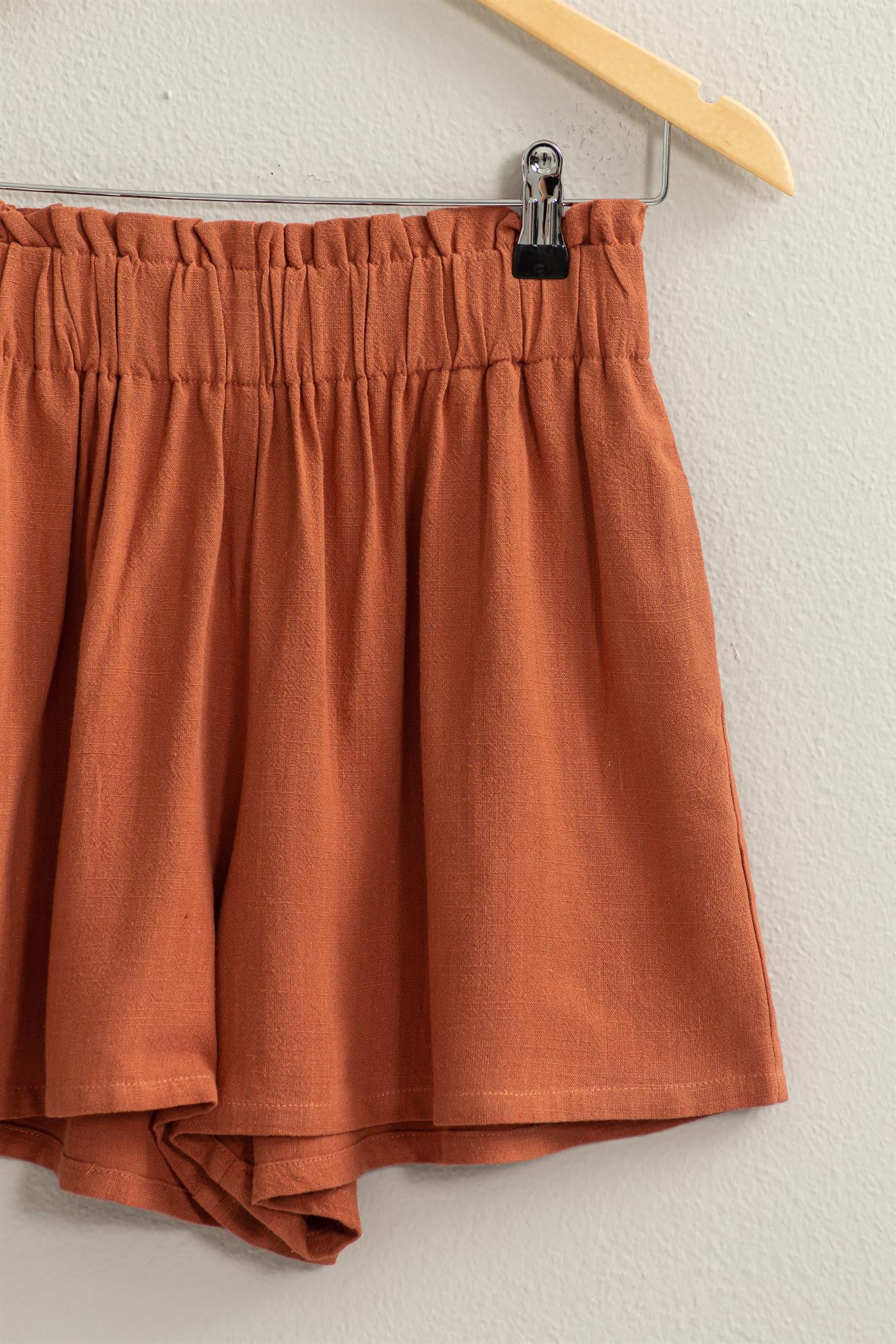 Linen Shorts - Baked Clay