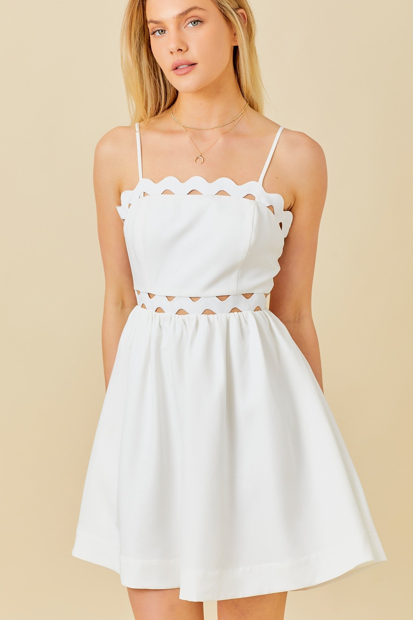 white tie strap mini dress Backless Bow Style it with metallic Shoe US Size:6 WHITE AND NAVY DRESS Launchdate:2024-04-01