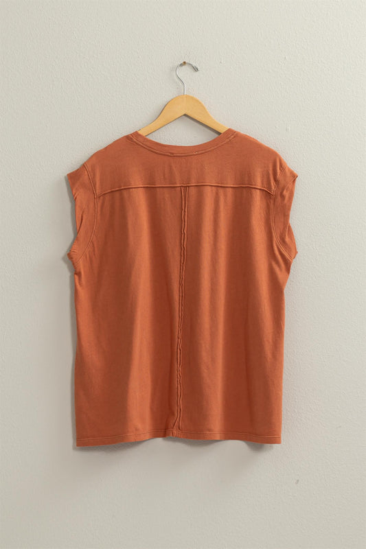 Boxy Cap Sleeve Tee - Baked Clay