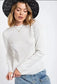 Long Sleeve Mineral Wash Mock Neck Top - White