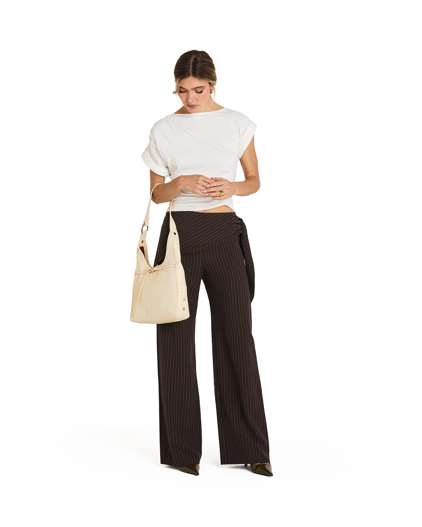Hammitt Tim Belted Parchment/Gold Med