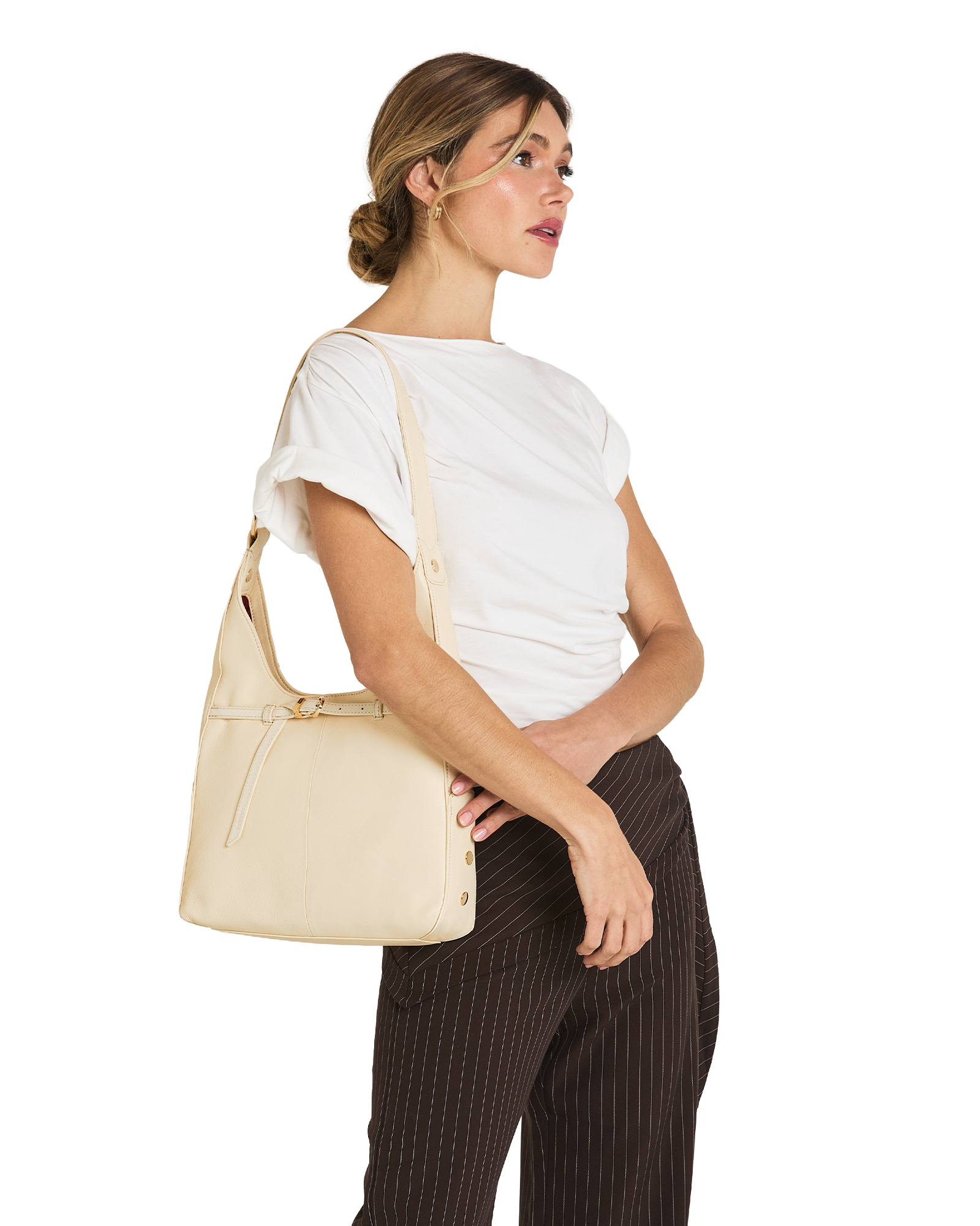 Hammitt Tim Belted Parchment/Gold Med
