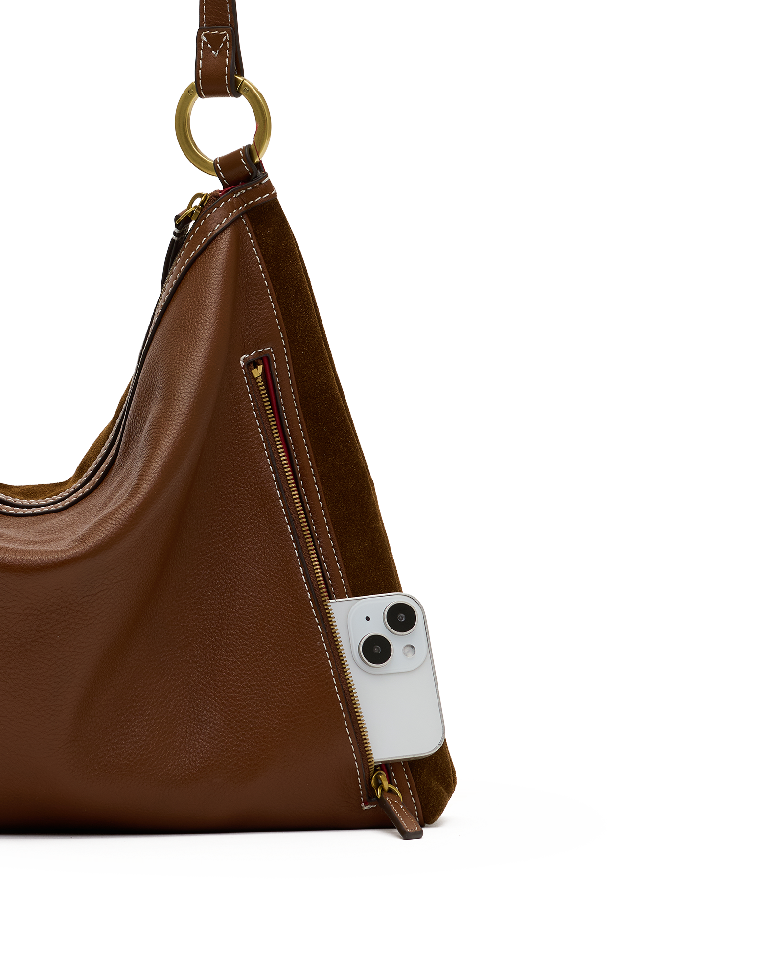 Hammitt Kyle Cinnamon Suede/Antique Gold Lrg