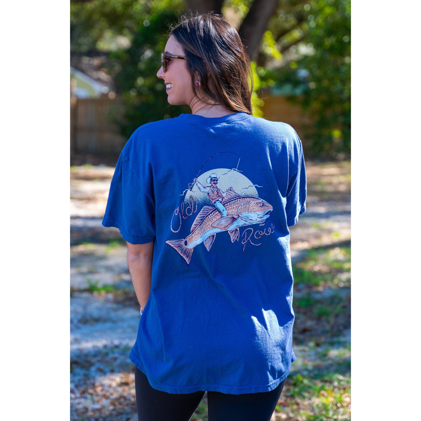 Old Row Bucking Fish Pocket Tee (Blue)