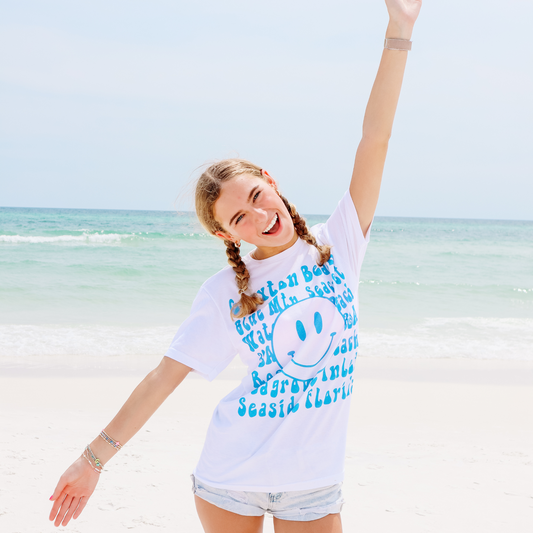 30A Happy Places Tee - Blue/White