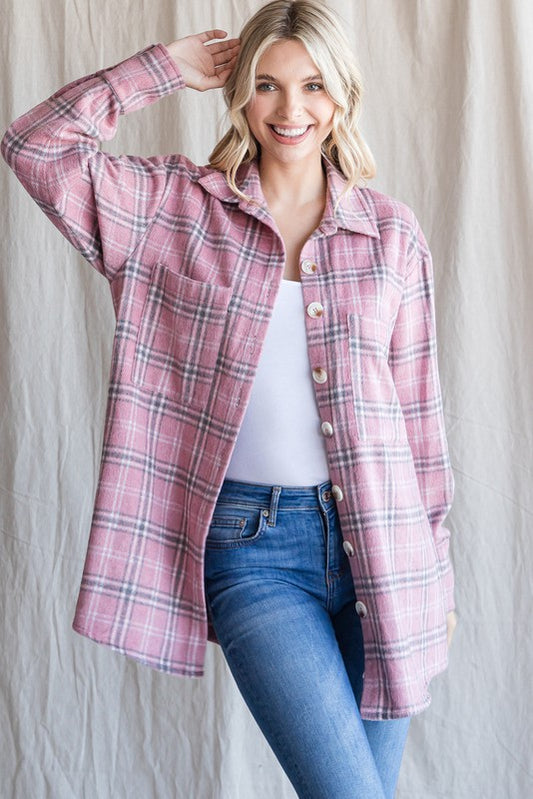Pink Plaid Shacket