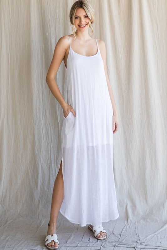 White Sleeveless Maxi Dress
