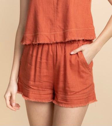 Daisy Fray Edge Short - Rust