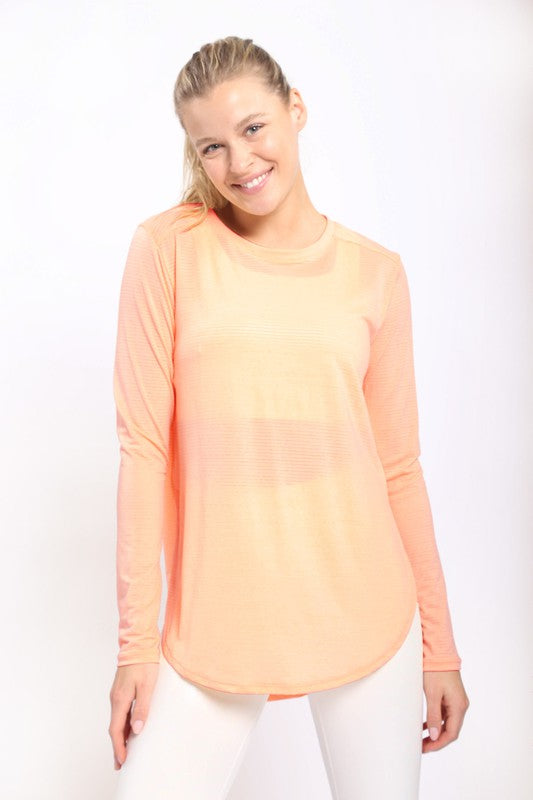 Mesh Side Slit Top - Apricot