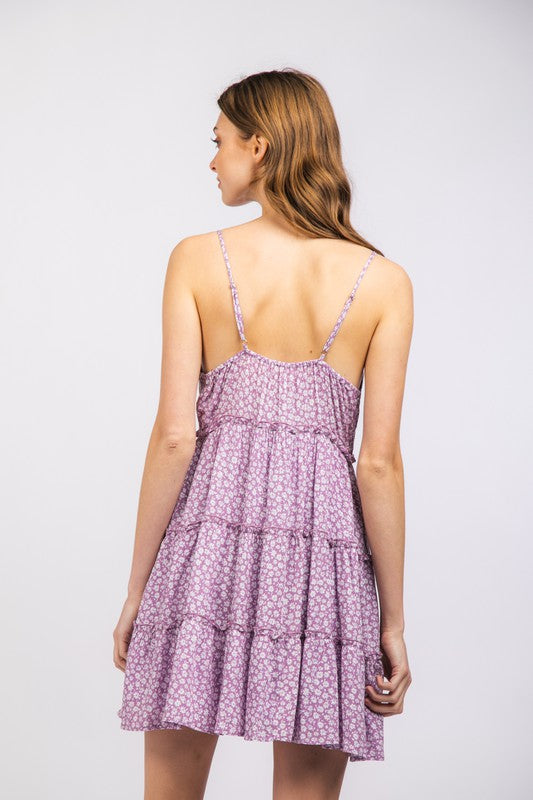 Hannah Floral Mini Dress - Lavender