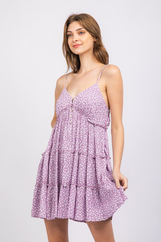 Hannah Floral Mini Dress - Lavender