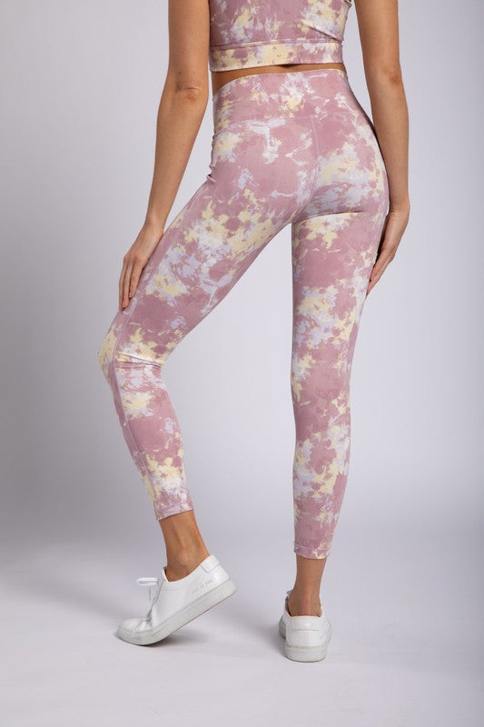 Tie Dye Leggings - Blush