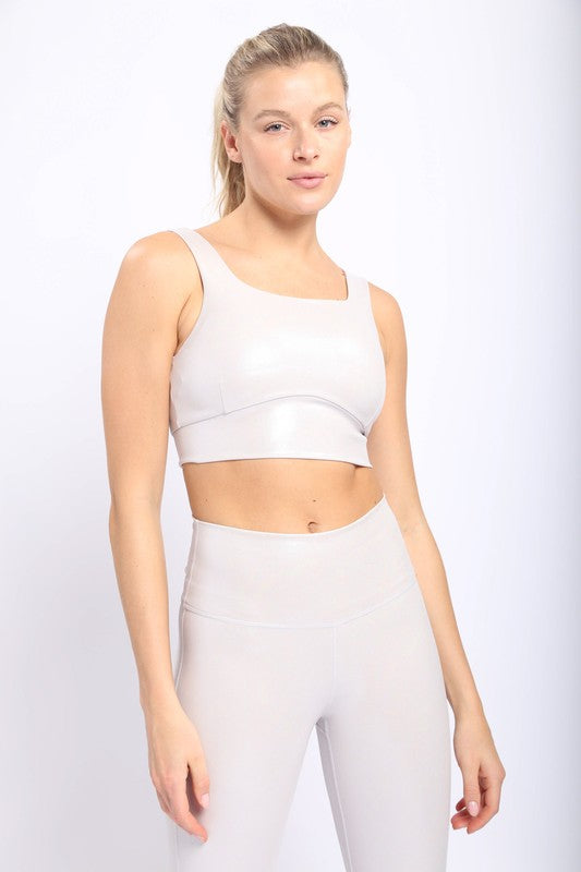 Bronze Pastel Foil Sports Bra - Grey