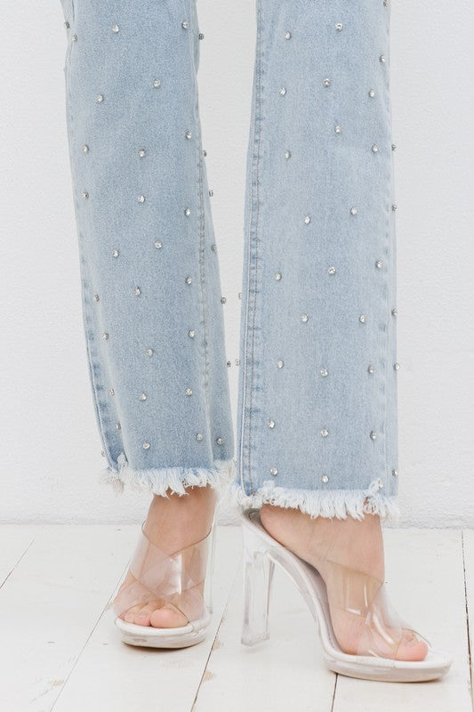 Rhinestone Distressed Jeans