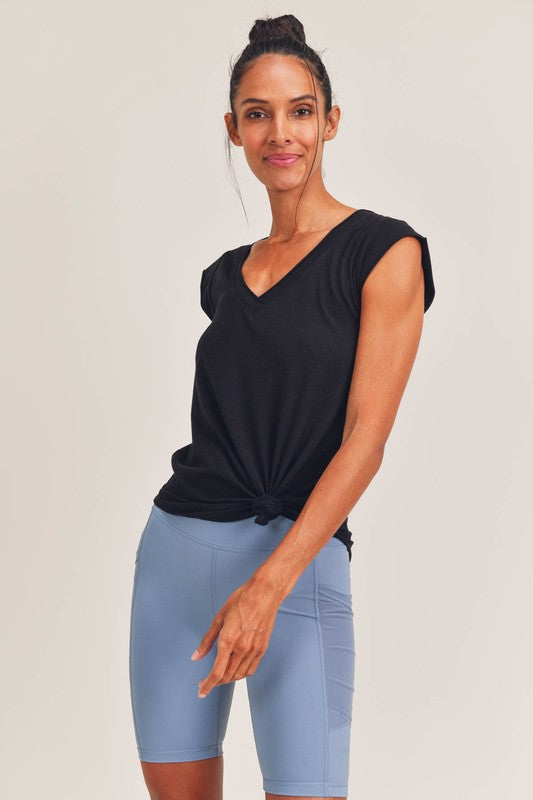 Alexis V Neck Top - Black