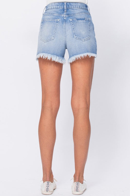 Light Wash Distressed Denim Shorts