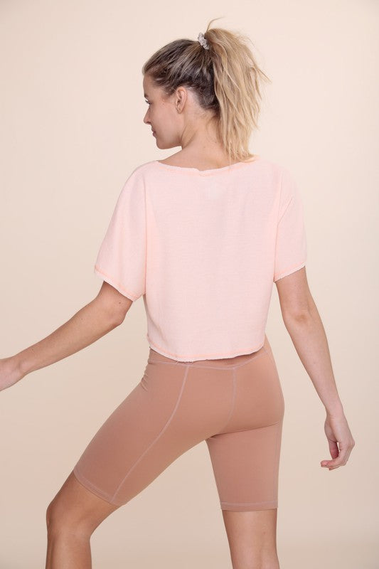 Abby Ribbed Crop Top - Peach