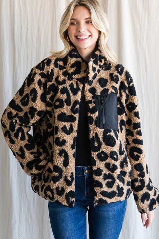 Leopard Sherpa Jacket