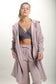 Fleece Lined Open Cardigan Hoodie - Iris