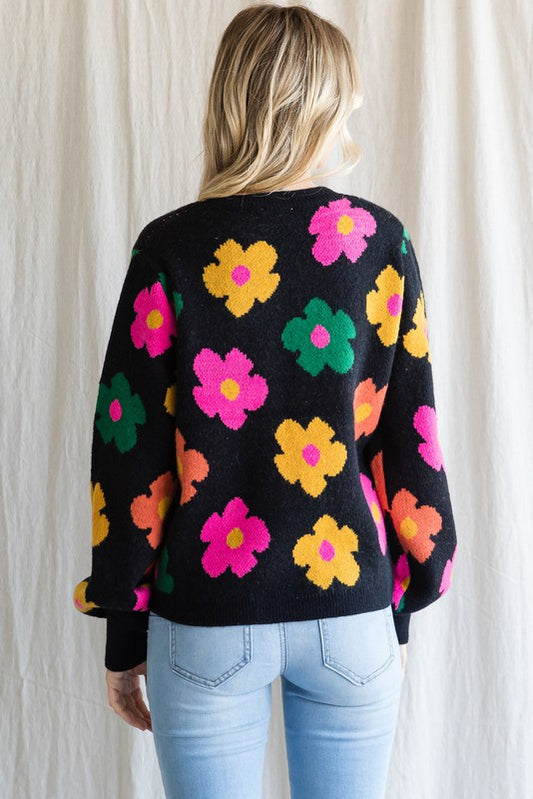 Black Floral Sweater