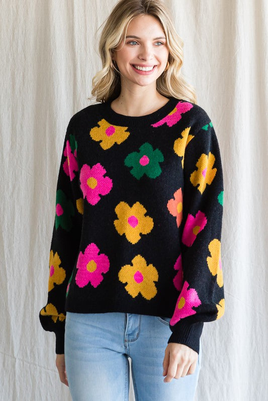 Black Floral Sweater