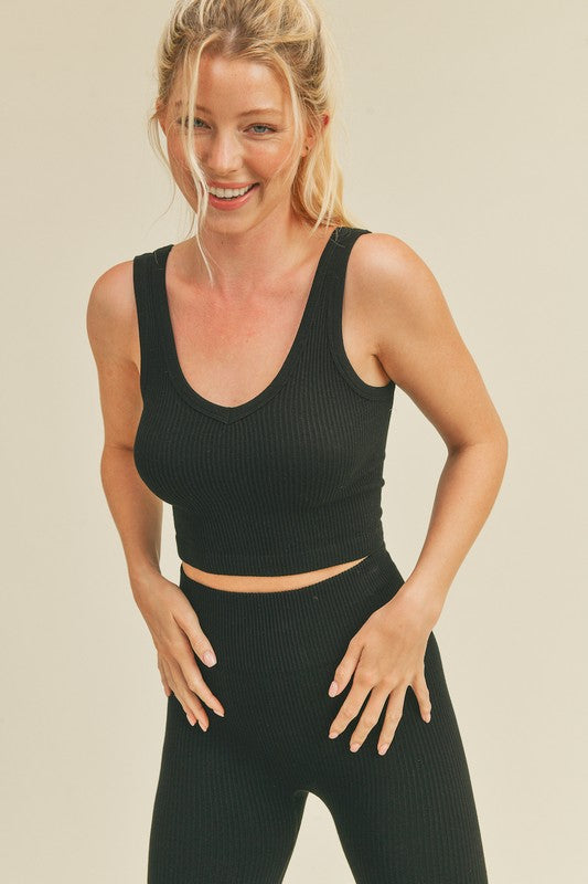 Ribbed Crop Tank - Black